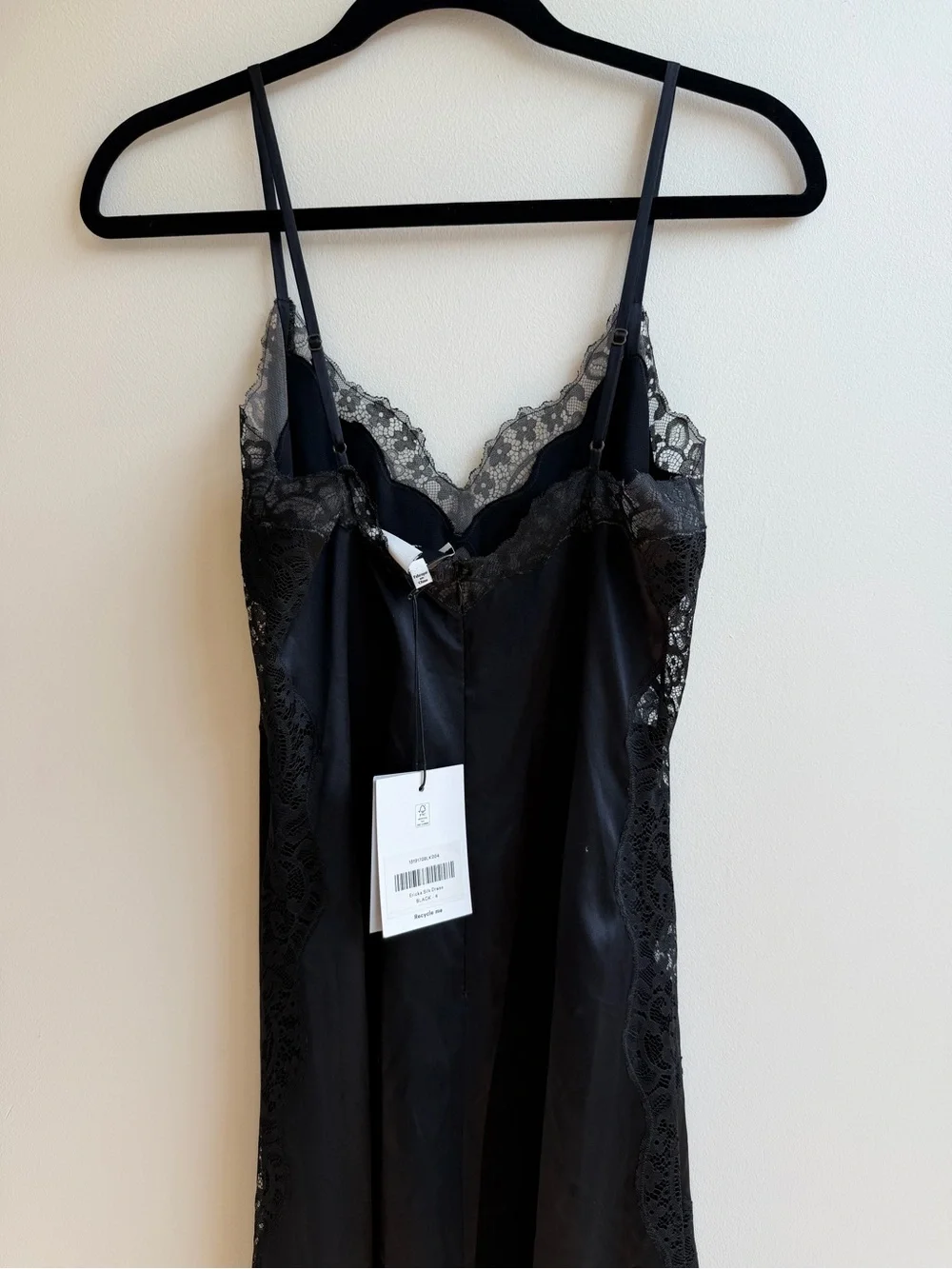 NEW NWT Reformation Ericka Silk Dress | Strappy Lace Black | Size 4 - Picture 10 of 14